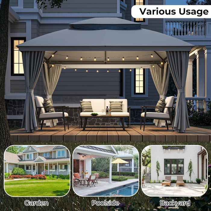 Durable Outdoor Gazebo 10x13 Ft Weatherproof Roofs