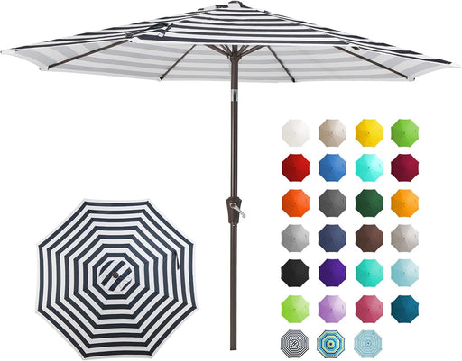 9FT Outdoor Patio Umbrella, Market Umbrella, Black & White Stripe