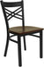 2 Pack HERCULES Series Black ''X'' Back Metal Restaurant Chair - Mahogany Wood Seat