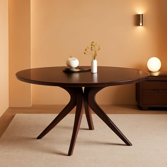47.2" Solid Wood round Dining Kitchen Table for 4-6 People with Intersecting Pedestal Base