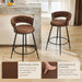 Swivel Bar Stools Set of 2, 28 Inches Modern Counter Height Bar Stools with Woven Back, Upholstered Suede Tall Barstools for Kitchen Island, Cafe, Dark Brown