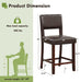 Bar Stools Set of 4, PVC Leather 24.5 Inch Counter Height Chairs with Hollowed Backs, Rubber Wood Legs, Upholstered Barstools for Kitchen Island Home Bar Pub Dining Room, Brown