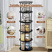 5 Tier Rotating Bookshelf, 360 ° Display Stackable Spinning Bookshelf Tower, Corner Bookshelf Tall Floor Standing Swivel Bookcase Narrow Storage Organizer for Bedroom, Living Room, Black