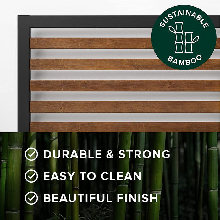 Kai Bamboo and Metal Platform Bed Frame, Sturdy Steel Frame, Queen