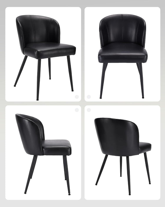Upholstered Faux Leather Dining Chairs Set of 4, Black