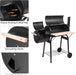 Large Charcoal Grill with Offset Smoker and Wood-Painted Side Table, Outdoor Smoker Grill with 811 Sq. In. Cooking Area for Outdoor Patio Barbecue Camping Parties Event, Black