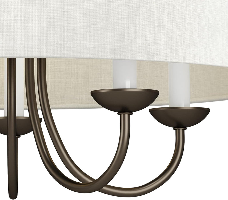 Five Light Chandelier Fixture White Textured Bronze