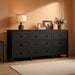 9 Drawer Dresser Black, 62" Wide Wooden Chest with Anti-Tip Structure