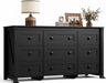 9 Drawer Dresser Black, 62" Wide Wooden Chest with Anti-Tip Structure