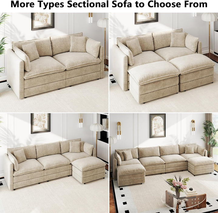Convertible Modular Sectional Sofa 77Inch Camel Deep
