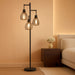 Dimmable Floor Lamp, 3 X 800LM LED Edison Bulbs Included, Farmhouse Industrial Floor Lamp Standing Tree Lamp with Elegant Cage Tall Lamps for Living Room Bedroom Office - Black