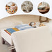 Beige ThreeSeater Upholstered Sofa With Nailhead Trim