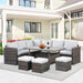 7 Piece Patio Furniture Set, All Weather Wicker Patio Conversation Sets with Cushion Seat & Pillows, Outdoor Dining Set, Patio Furniture Outdoor Sectional, Grey