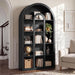 Tribesigns 71" Tall Bookshelf Set of 2, 5-Tier Black Arched Bookcase with Open Shelves, Vintage Free-Standing Display Shelves with Rustic Wood Finish for Living Room, Office, Bedroom