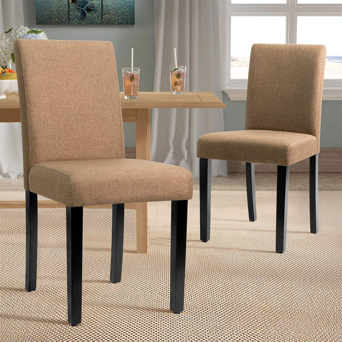 Dining Chairs Urban Style Fabric Parson Chairs Kitchen Living Room Armless Side Chair with Solid Wood Legs Set of 4 (Brown)