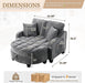 Oversized Chaise Lounge Chair Gray Chenille Tufted