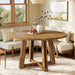 47.3" Solid Wood Dining Table for 4-6, round Wood Kitchen Table | Farmhouse Kitchen & Dining Room Table, Sturdy and Stable, Circle Dinner Table with Wood Legs, Easy Assembly, Rustic Brown