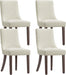 Wooden Dining Chairs Set of 4, Upholstered Kitchen & Dining Room Chairs with Solid Wood Legs Curved Backrest Farmhouse Accent Chair for Dining/Kitchen/Living Room, Beige