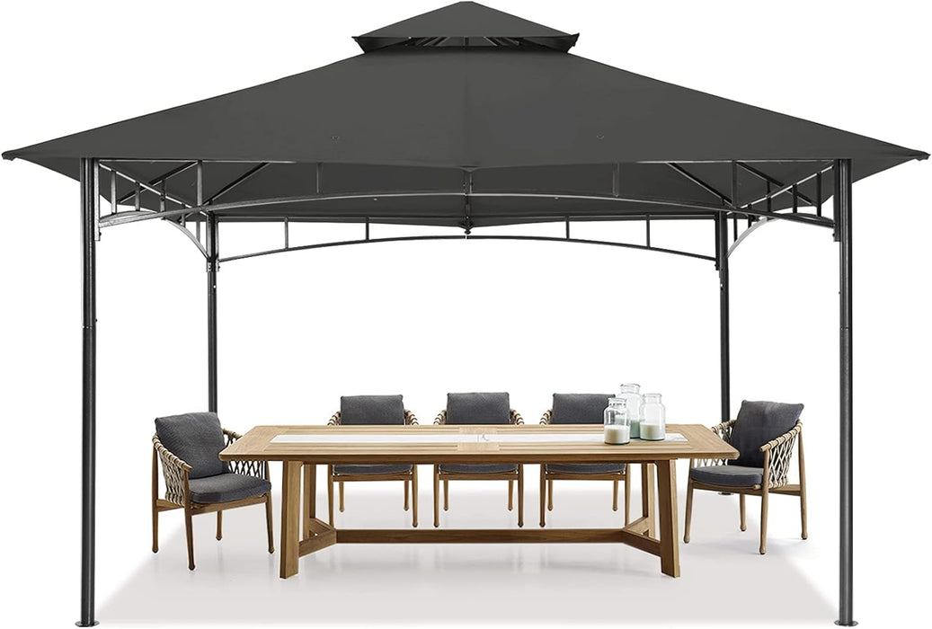 Outdoor Garden Gazebo for Patios with Stable Steel Frame(11X11, Dark Gray)