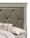 5 Piece Amalia Queen Champagne Silver Upholstered Panel Bedroom Set