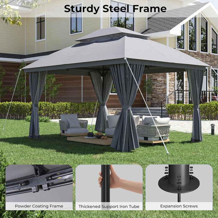 Durable Outdoor Gazebo 10x13 Ft Weatherproof Roofs