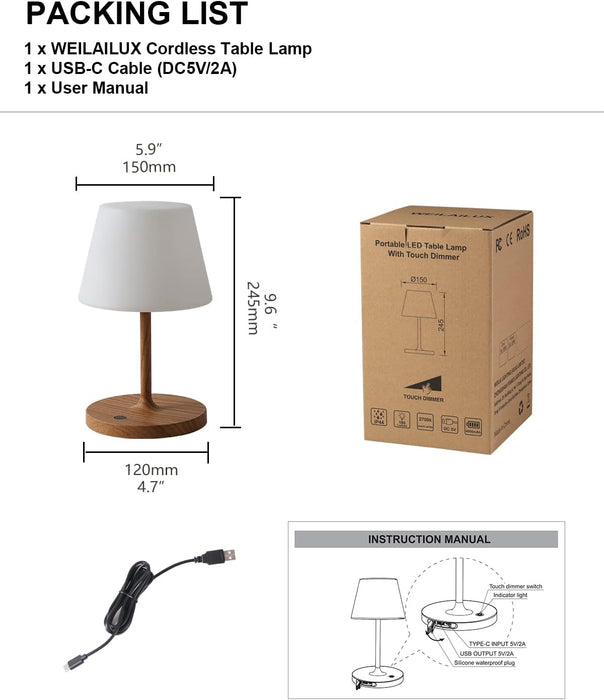 Outdoor Cordless LED Table Lamp Waterproof Rechargeable