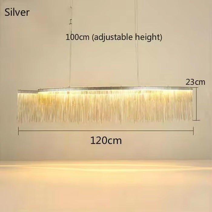 Ceiling Chandelier Gold Chains Remote Modern Tassel Aluminum Chain Led Pendant Light Kitchen Living Room Decoration Hanging Lamp