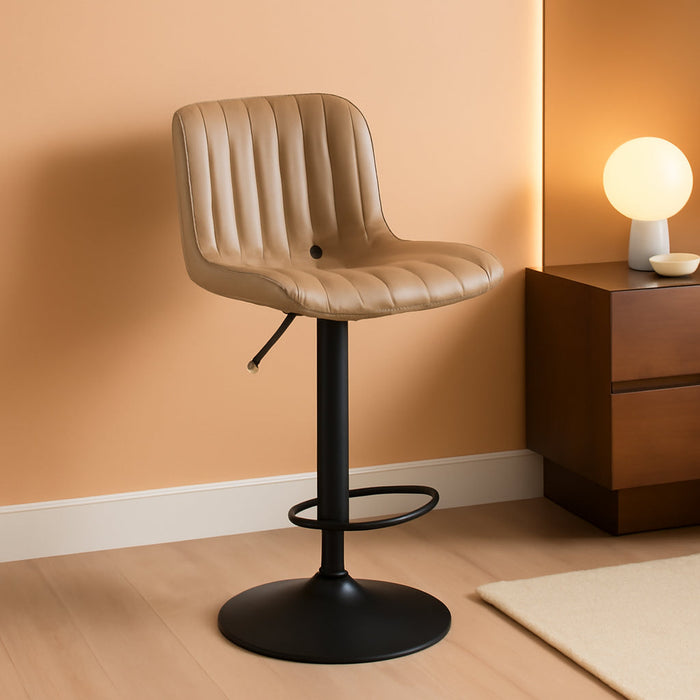 Counter Height Bar Stools Kitchen Island Barstools Set of 2 Adjustable Swivel Counter Stool Bar Height Island Chairs with Back, Khaki