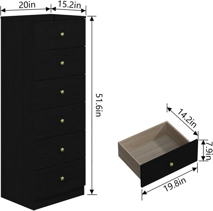 Six Drawer Vertical Dresser Black Wood Gold Handles ShipItFurniture Six Drawer Vertical Dresser Black Wood Gold Handles ShipItFurniture