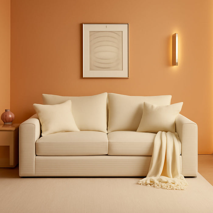 Corduroy Convertible Sofa Bed ThreeInOne BeigeTone Sleeper