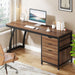 Computer Desk with 3 Drawers, 59-Inch PC Desk with Reversible Drawers, Industrial Study Writing Table Workstation with File Storage for Home Office, Walnut