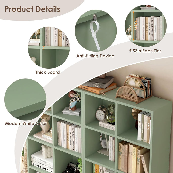 71 Inches Tall EmeraldGreen Adjustable Sturdy Bookshelf