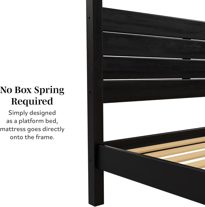 Isla Slatted Headboard Canopy Bedframe, King, Black