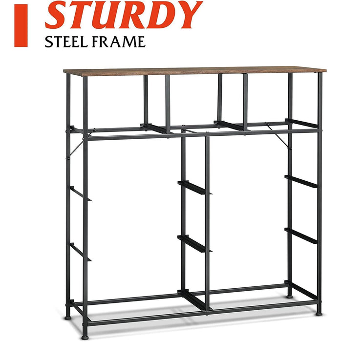 Fabric Storage Tower with 9 Drawers, Rustic Brown