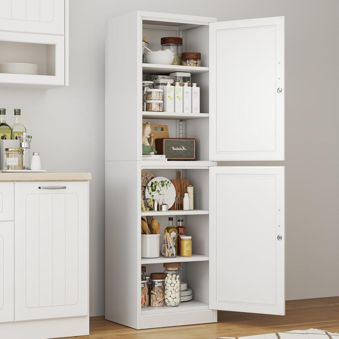 Tall White Metal Pantry Cabinet Sixtyseveninch Locking