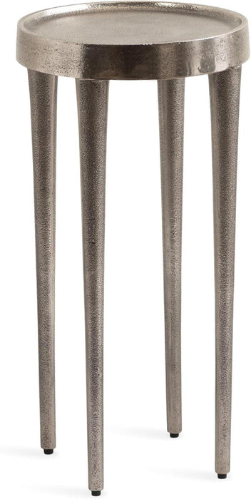 Rava Modern Metal round Drink Table, 10 X 10 X 21, Antique Nickel, Cast Aluminum Accent Table for Use as Indoor Plant Stand or Living Room Decor Piece