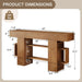 63 Inches Entryway Table, Wooden Console Table with Storage, Narrow Sofa Table behind Couch, Farmhouse Long Entry Hallway Tables for Entrance, Foyer, Living Room, Natural Brown