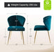 Dining Chairs Set of 2 Velvet Upholstered Kitchen & Dining Room Chairs with Metal Legs Vanity Chair Armless Side Chairs for Living Room Bedroom Restaurant, Channel Curved Backrest, Teal