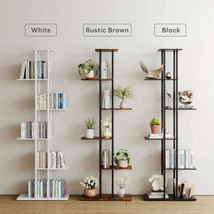 White 6-Tier Corner Bookshelf Slim 9.45x20.8x62.2In
