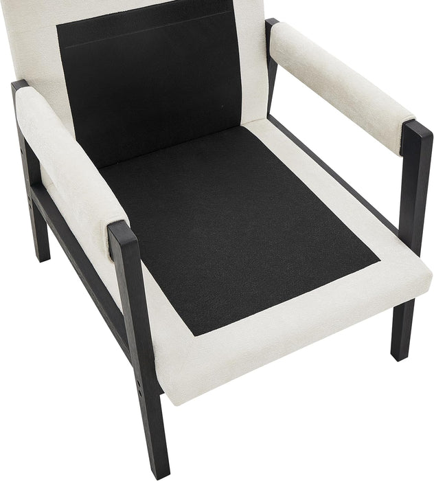 Kelly Mid-Century Modern Chenille Upholstered Accent Armchair, White