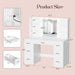 Vanity Desk with Mirror, Power Outlet and 10 Lights, Makeup Table with 7 Drawers, 3 Color Modes Available for Bedroom, Light White