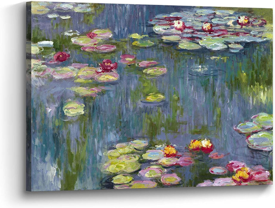 Water Lilies Canvas Wall Art: Claude Monet Famous Painting Print Flower Lake Picture Reproduction Giclee Artwork for Bedroom Living Room Home
