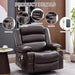 Rocker Recliner Chair with Heat and Massage, 360° Swivel Recliner Chairs for Adults, Oversized Recliner Single Sofa Seat with Cup Holders, Lazy Boy Recliner Single Sofa Seat, Darkbrown