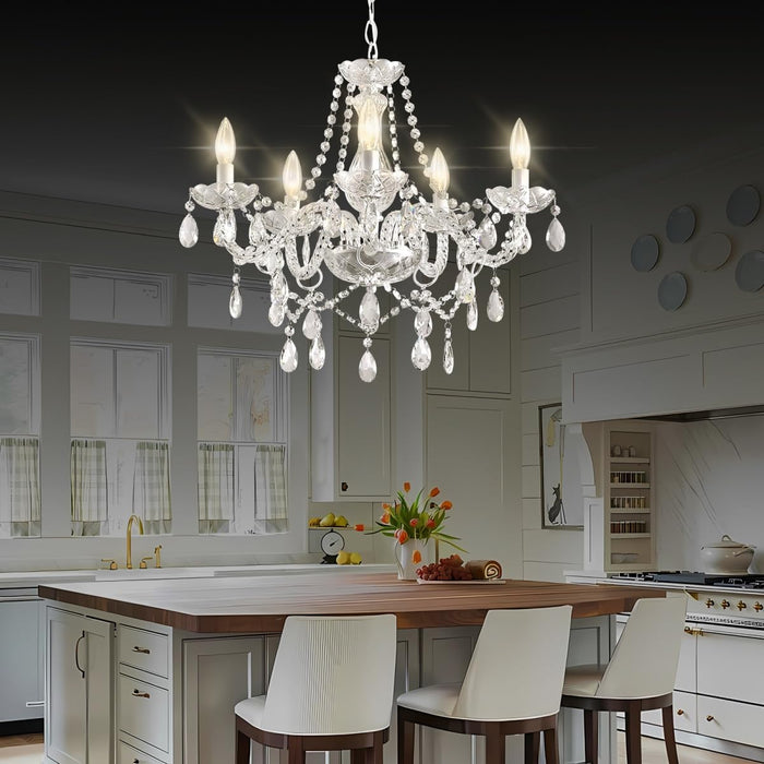 Plug In White Crystal Chandelier Pendant Illumination