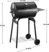Charcoal Grill Outdoor BBQ Grill, Barrel Charcoal Grills with Side Table, with Nearly 500 Sq.In. Cooking Grid Area, Outdoor Backyard Camping Picnics, Patio and Parties, Black by