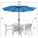 9 Ft 32 LED Patio Solar Umbrella W/ Push Button Tilt and Crank Outdoor Umbrella, Aqua