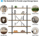 Industrial Reinforced Five Tier Bookshelf Rustic Oak