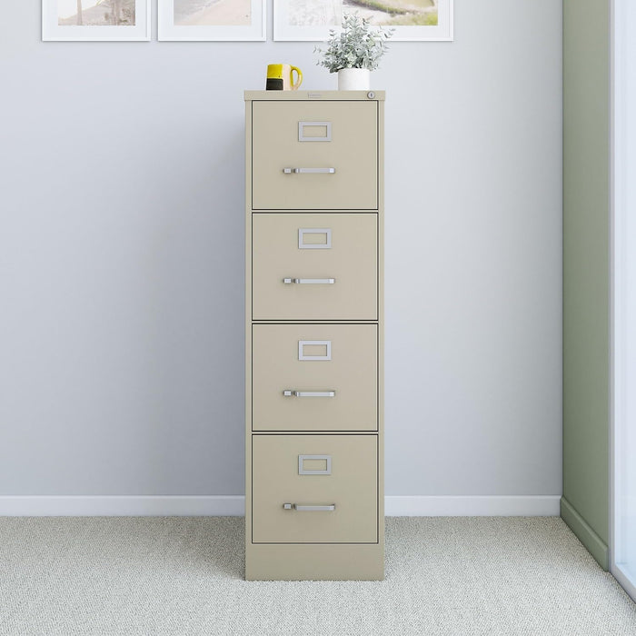 4-Drawer Vertical File Cabinet, Letter Size, Lockable, Putty
