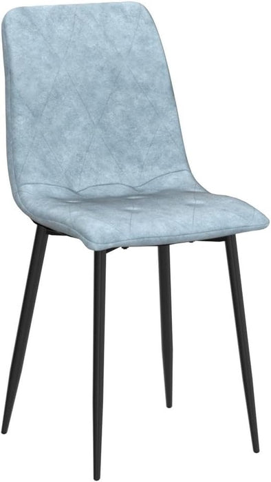 4 Set of Dining Chairs, Metal Frame Dining Chair for Kitchen Room,Technology Cloth Seat Chair for Living Room, Bedroom(Light Blue)