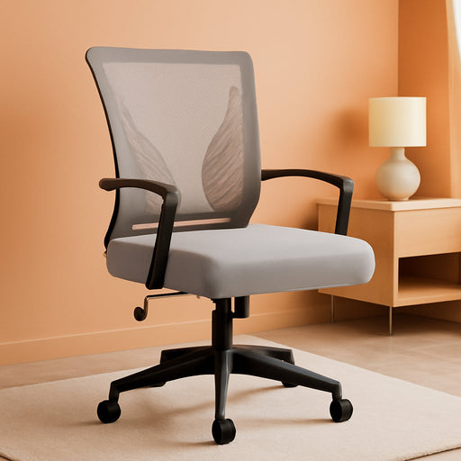 Office Chair Mid Back Swivel Lumbar Support Desk Chair, Computer Ergonomic Mesh Chair with Armrest (Gray)